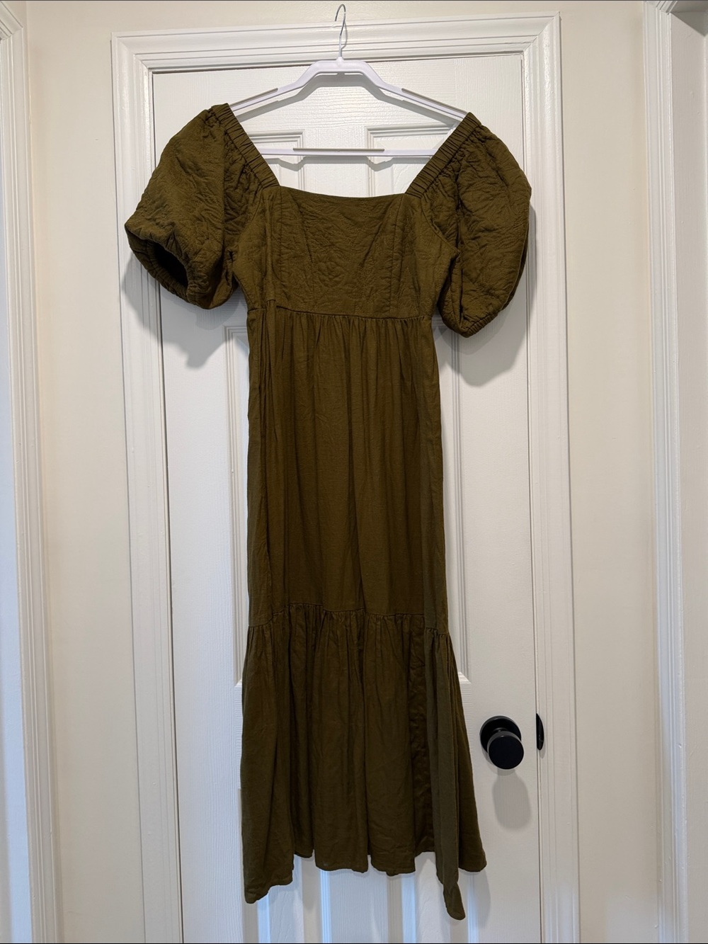 Madewell Olive Puff-Sleeve Maxi Dress